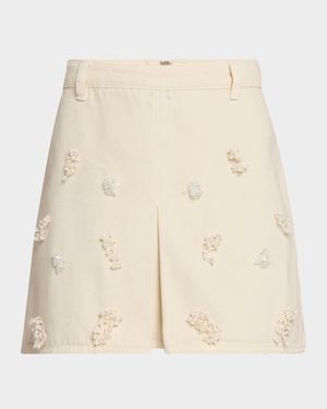 Floral Beaded Mini Skirt