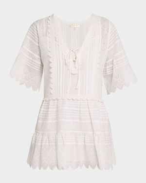 Orcia Cotton Scalloped Mini Dress