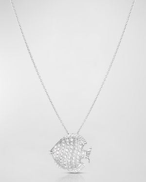 Fish Tiny Treasure Necklace in White Gold