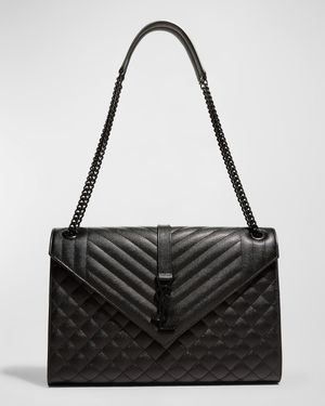 Envelope Triquilt Large YSL Shoulder Bag in Grained Leather