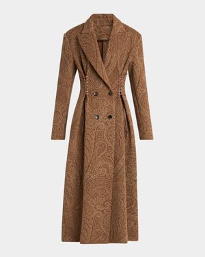Paisley Wool Laced Long Trench Coat
