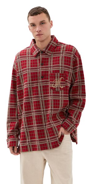 Isabel Marant Orelien Plaid Popover Shirt Deep Red M