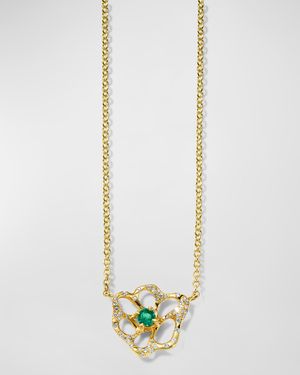 18K Stardust Drizzle Small Flower Necklace with Diamonds