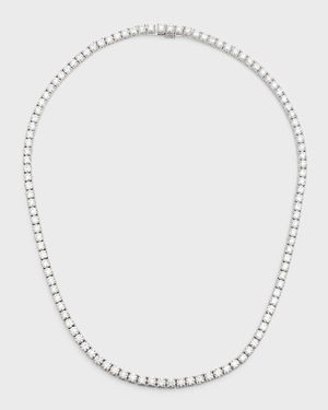 18K White Gold Round Diamond Tennis Necklace, 17"L, 22.4tcw