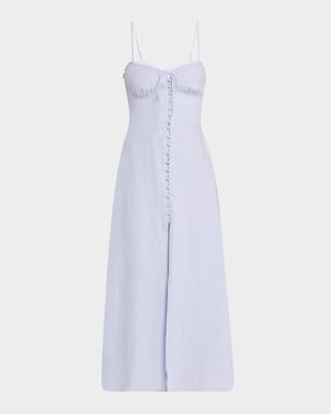 Linella Linen Sweetheart Fit and Flare Maxi Dress