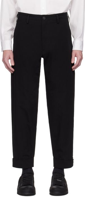 YOHJI YAMAMOTO Black Tab Detail Slim Trousers