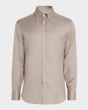Men's Cotton Twill Casual Button-Down Shirt