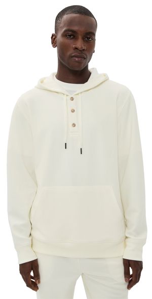 Onia Waffle Half Button Hoodie Egret XXL