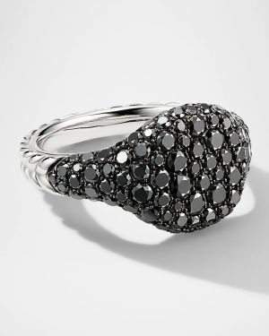 Mini Chevron Pave Diamond Pinky Ring in 18k White Gold