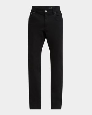 Men's Black Denim Slim Five-Pocket Pants