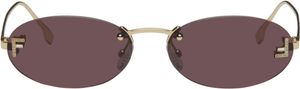 Fendi Gold 'Fendi' First Crystal Sunglasses