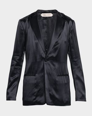 Satin Single-Breasted Blazer