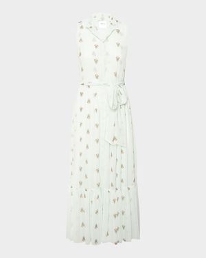 Thebez Ruffled High-Neck Midi Dress