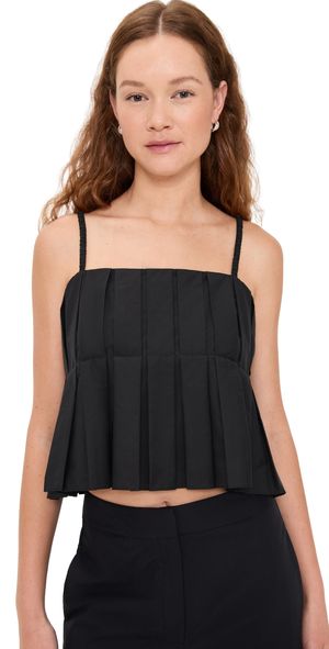 Theory High Low Pleated Cami Black L