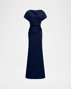 Draped Satin Trumpet Gown