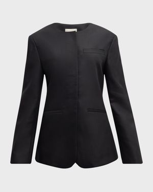 Lavena Single-Breasted Collarless Jacket