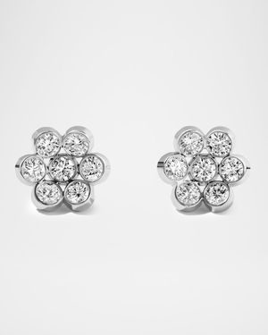 18K White Gold 14 Diamond Flower Stud Earrings, 1.96tcw