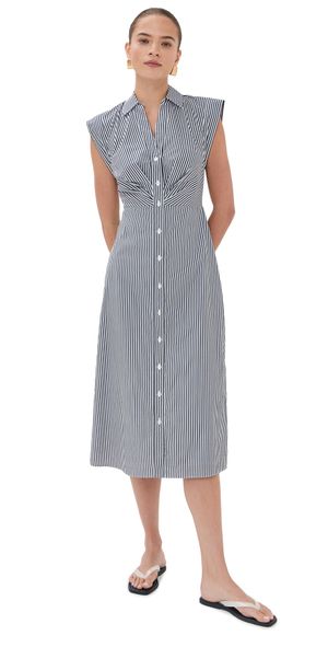 Veronica Beard Haydon Striped Midi Shirtdress Navy/White 4