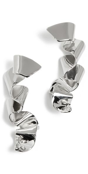 Elsie Frieda Metal Sculpture Ribbon Earrings Silver One Size