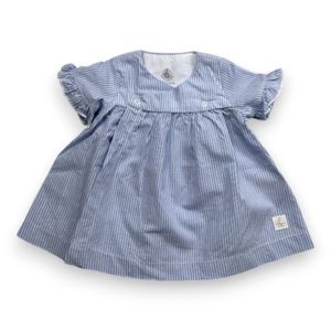 Petit Bateau - Seconde Main - Robe bébé bleu - 3 mois - Taille 3M - Bleu