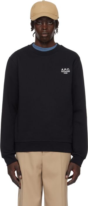 A.P.C. Pull molletonné noir à coupe classique et à logo
