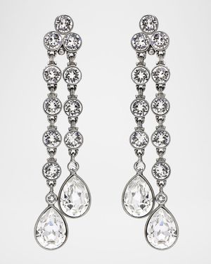 Double Teardrop Crystal Dangle Clip Earrings