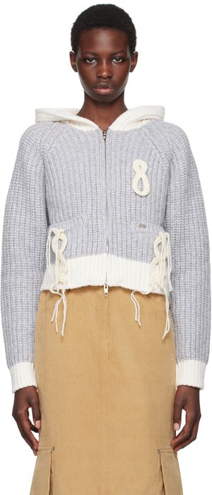 Kijun Gray Crochet Knit Hoodie