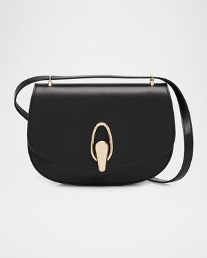 Rhinos Teardrop Turn-Lock Leather Crossbody Bag