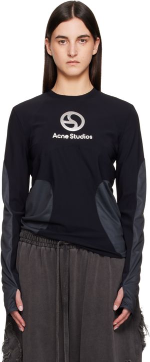 Acne Studios Black Long Sleeve Logo T-shirt