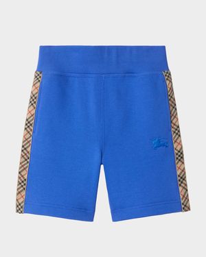 Boy's Check-Trim Cotton Shorts, Size 3-14
