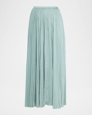 Lulu Pleated Satin Skirt