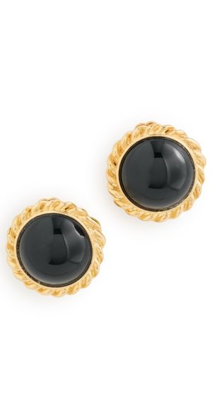 Kenneth Jay Lane Center Button Clip On Earrings Black One Size