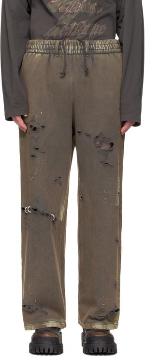 We11done Gray Pierced Sweatpants