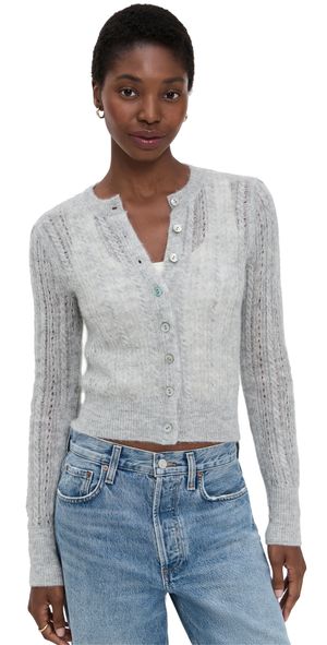 Madewell Pointelle-Stitch Cardigan in Alpaca Blend Navy M