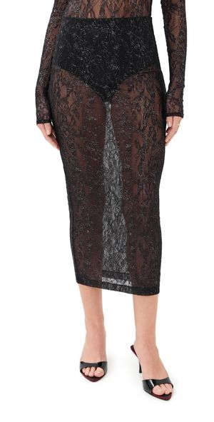 WARDROBE. NYC Lace Tube Skirt Black / Silver S