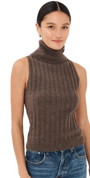 Reformation Rowyn Cashmere Turtleneck Tank Walnut M