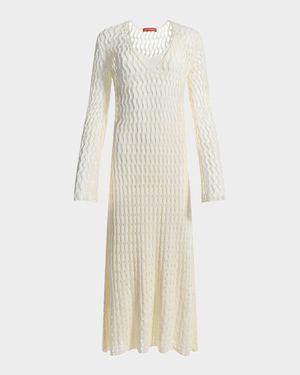 Jemmy Open Knit Long-Sleeve Midi Dress