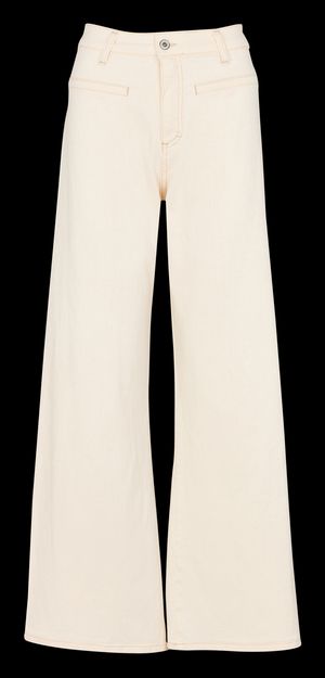 Please - Jean flare taille haute en coton mélangé - Taille L - Beige