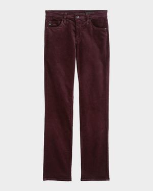 Mari Mid-Rise Slim Straight Velvet Jeans