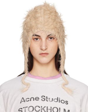 Acne Studios Beige Fluffy Beanie