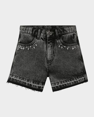 Girl's Jeweled Pocket Denim Shorts, Size 8-14