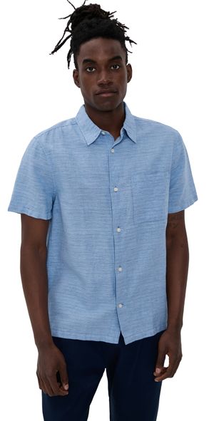 Madewell Easy Shirt In Baird Cotton Linen Micro Stripe M