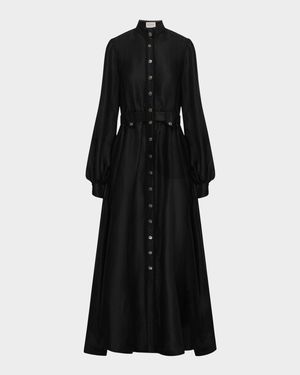 Tiana Linen-Silk Maxi Dress