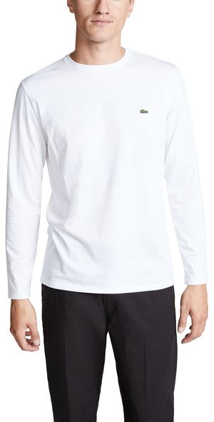 Lacoste Crew Neck Pima Cotton Jersey Long Sleeve T-Shirt White XXL