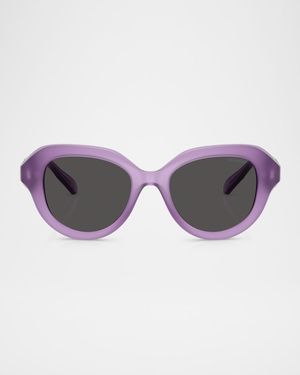 SK6037 Crystal-Hinge Round Plastic Sunglasses