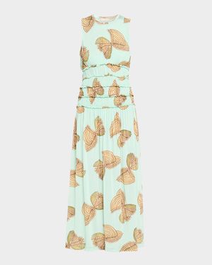 Kamaria Sleeveless Gathered Midi Dress