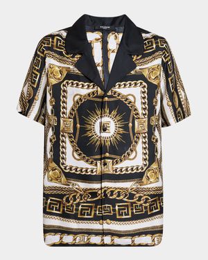 Men's Foulard Chaines Short-Sleeve Pajama Shirt