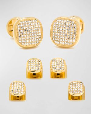 White Preciosa Pave Cuff Links Stud Set