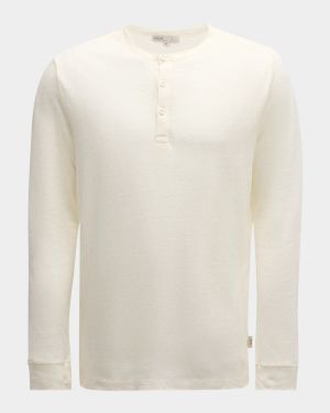 Men's Linen Jersey Long-Sleeve Henley T-Shirt