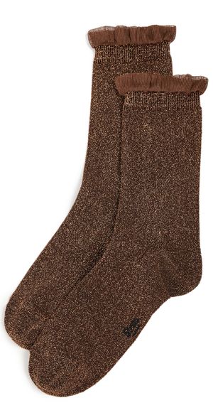 Stems Soft Ruffle Metallic Socks Copper One Size